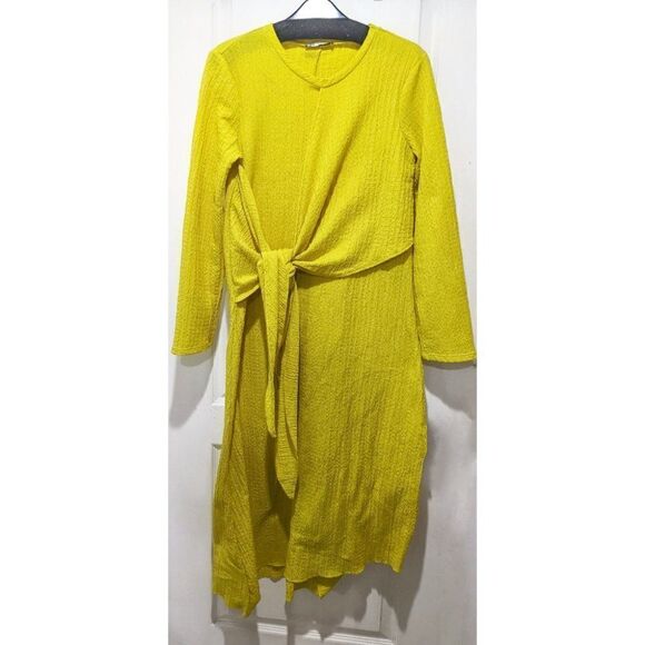 ZARA | Knotted Rustic Midi Dress in Yellow - Picture 2 of 8